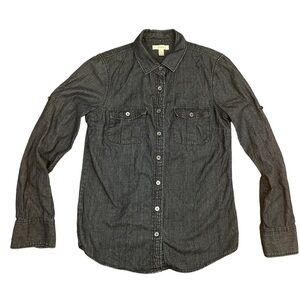 J. CREW Dark Chambray Button Down Shirt Women’s Size 0​​​​​​